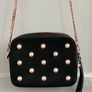 TED BAKER Leather Crossbody with Pearl and Rose Gold